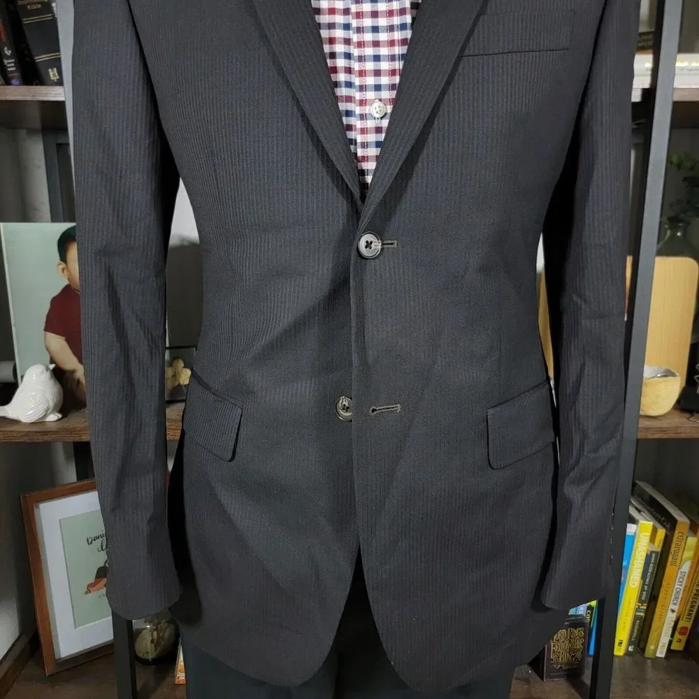 S.Cohen Performance Men's Sport Coat Blazer Two Button Brown Black‎ Wool 39R